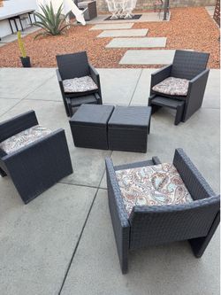 9-Piece Hampton Bay Wicker Patio Furniture Set – Modern Outdoor Lounge Set