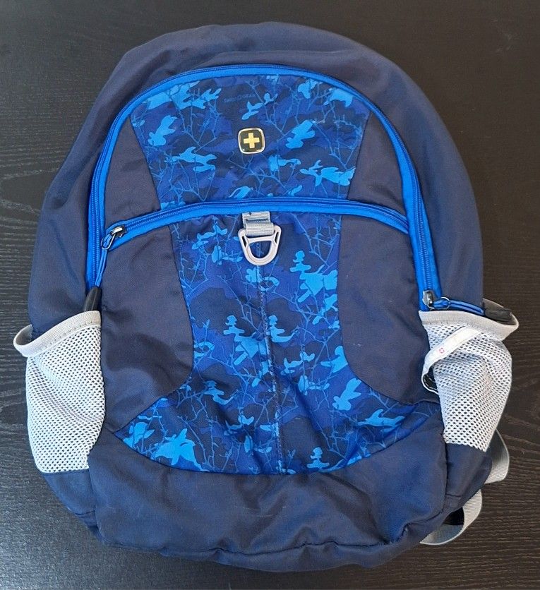 SWISSGEAR BLUE CAMO BACKPACK WITH AIRFLOW BACK PANEL