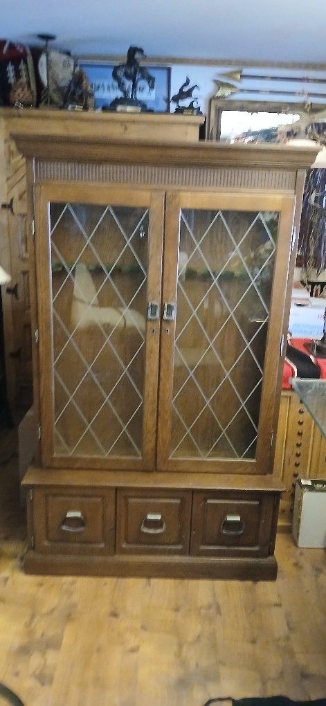 Display Case With Locking Glass Doors