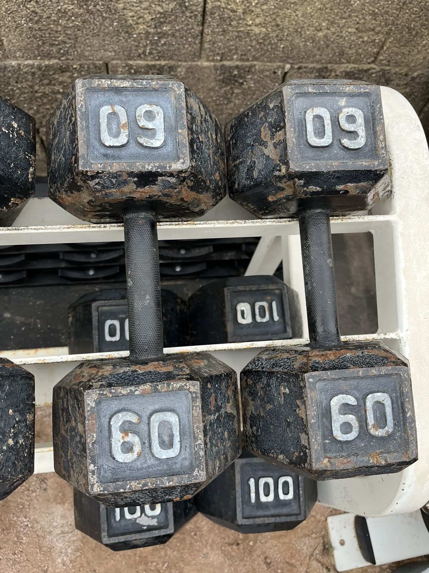 60lb Hex Iron Dumbbell Set Weights