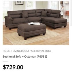 Brown Sectional Sofa With Ottoman 
