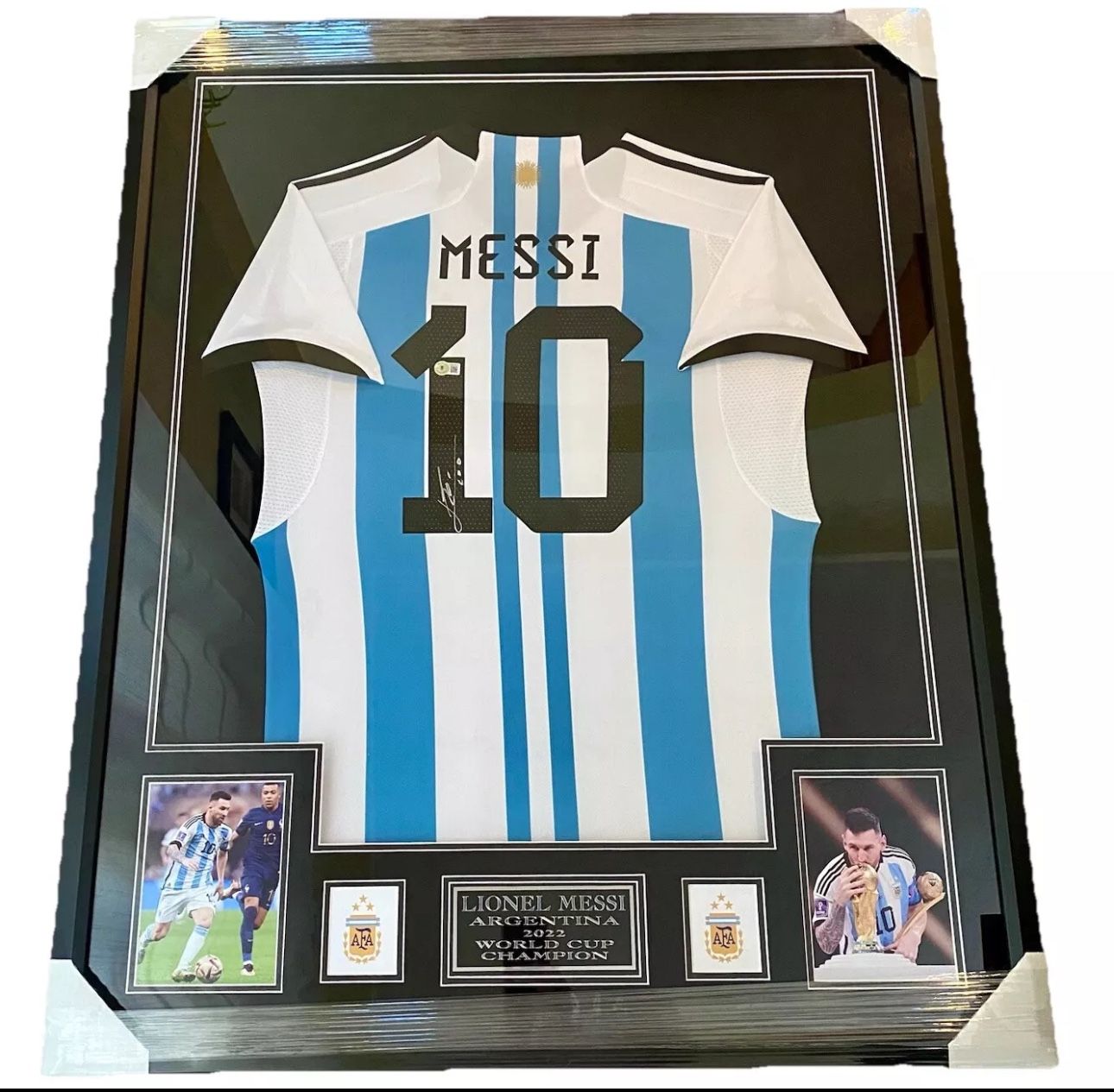 Lionel Messi Signed Autographed Framed Argentina Jersey Beckett Authentication