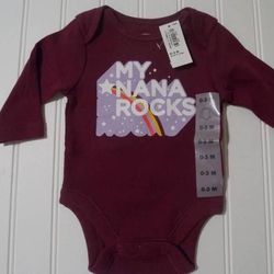 NWT Baby Girls 0-3 Month Onesie Bodysuit Old Navy MY NANA ROCKS