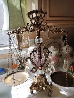 Crystal And Brass Scales, Antique 