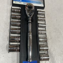 Jobsmart 14 Pc 1/2” Drive Socket Set - NEW Sae/mm
