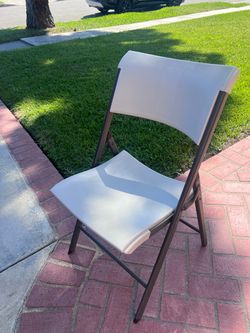 2 Lifetime White Plastic Folding Chair with Metal Frame