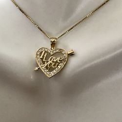14k Yellow Gold Heart Pendant with Chain