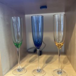 3 Flute Glasses 
