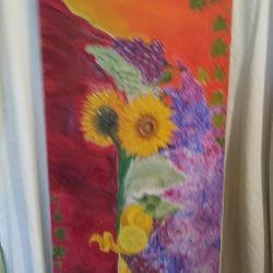 Decorative Mixed Flowers & Fruits Painting. Woodland Hills,Ca. 