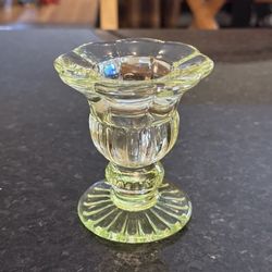 Vintage Lime, Green Glass Candlestick Holder