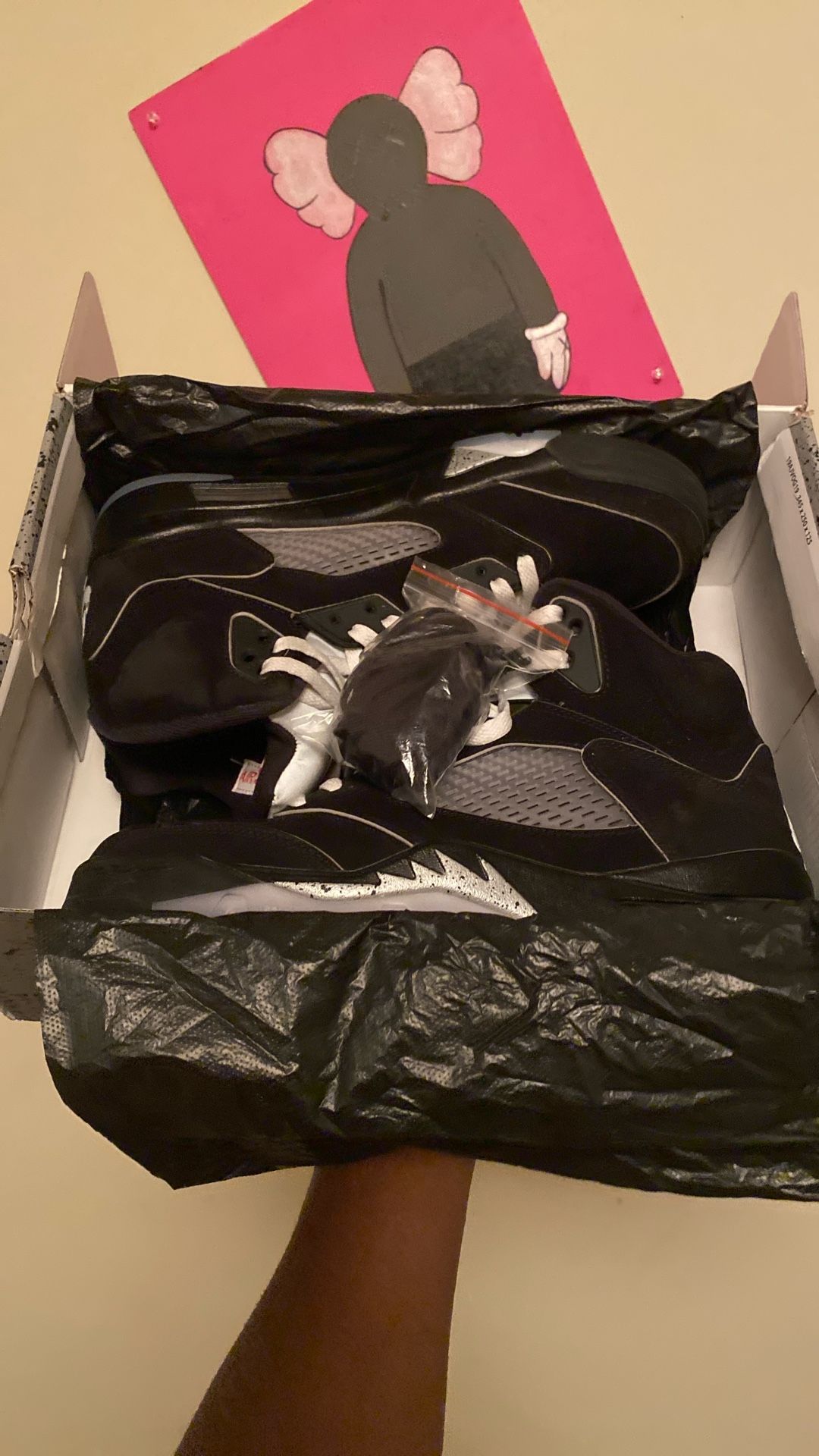 (AIR JORDAN 5 Retro OG) BLACK/WHITE-Metallic Silver