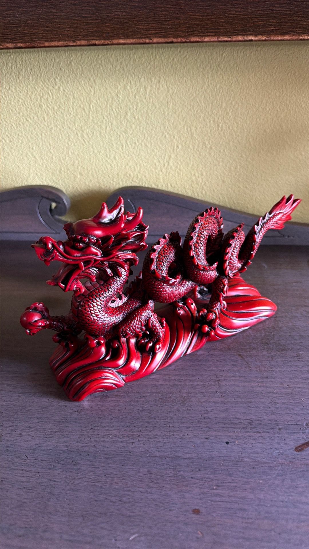 Large red dragon figurine grouping