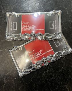Pilot Automotive WL263-C Chrome Skull and Flame License Plate Frame