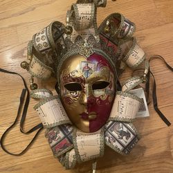Venezia New/Tags Mask Hand Painted Mask with wax stamp Made in Italy 