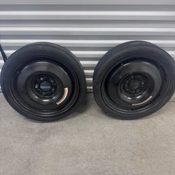 Pair of Maxxis T135/70D15 Temporary Spare Tires on Steel Rims
