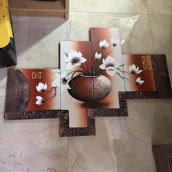 Floral oil painting on Canva