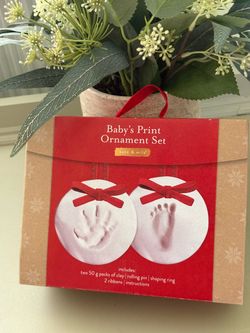 kate & milo Baby Print Ornament Kit - Red Keepsake Set
