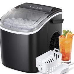 Countertop Ice Maker Portable Ice Machine with Handle,Self-Cleaning Ice Makers, 26Lbs/24H, 9 Ice Cubes Ready in 6 Mins for Home Kitchen Bar Party High
