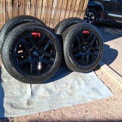 2025 NEW OEM ORIGINAL TAKEOFFS CHEVY SILVERADO TRAIL BOSS 20 INCH TIRES BRIDGESTONE NEW 100 % DOT 2325 $ 1799 