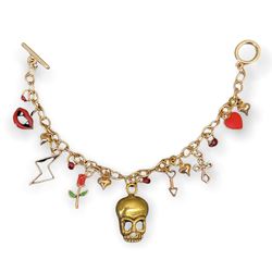 Handmade Gothic Punk Charm Bracelet/Anklet Skulls, Hearts, Crosses