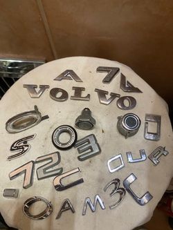 Vintage car, emblem lettering lot