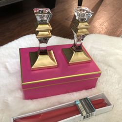 Crystal Candle Holder With Candles 