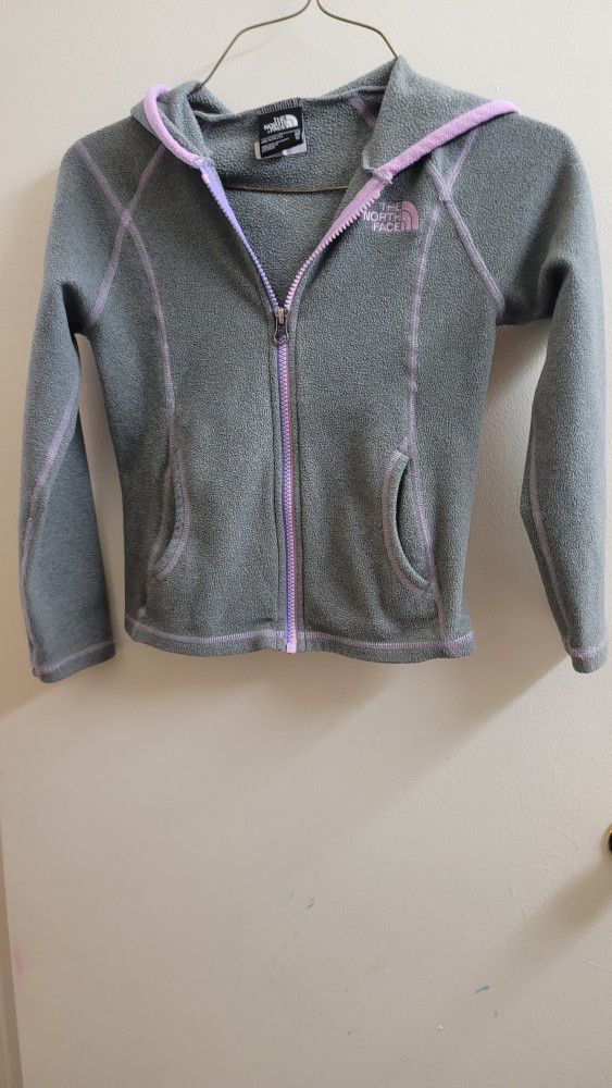 Grey/ Pink Girls Toddlers Xs (6) North Face Fleece Jacket Coat