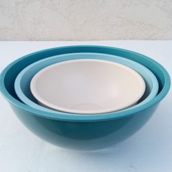 Set of 3 GHP High-Quality Durable & Long-Lasting Melamine Plastic Nesting Mixing Bowls in Assorted Sizes (7", 8.5", 10" Diameter) - Dishwasher Safe
