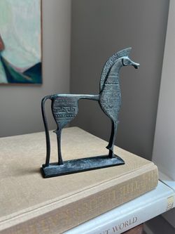 Small Vintage Greek Cast Iron Horse Sculpture ( H6.7” L6” W1.4” ) firm on price