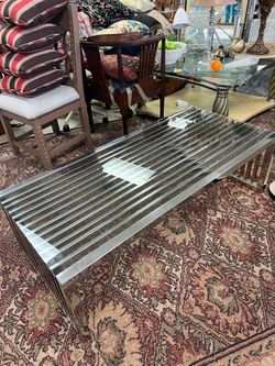 Chrome Slatted Bench or Coffee Table