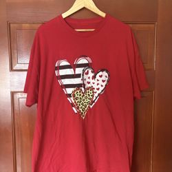 Red Valentine’s Heart Graphic Tee – Size XXL