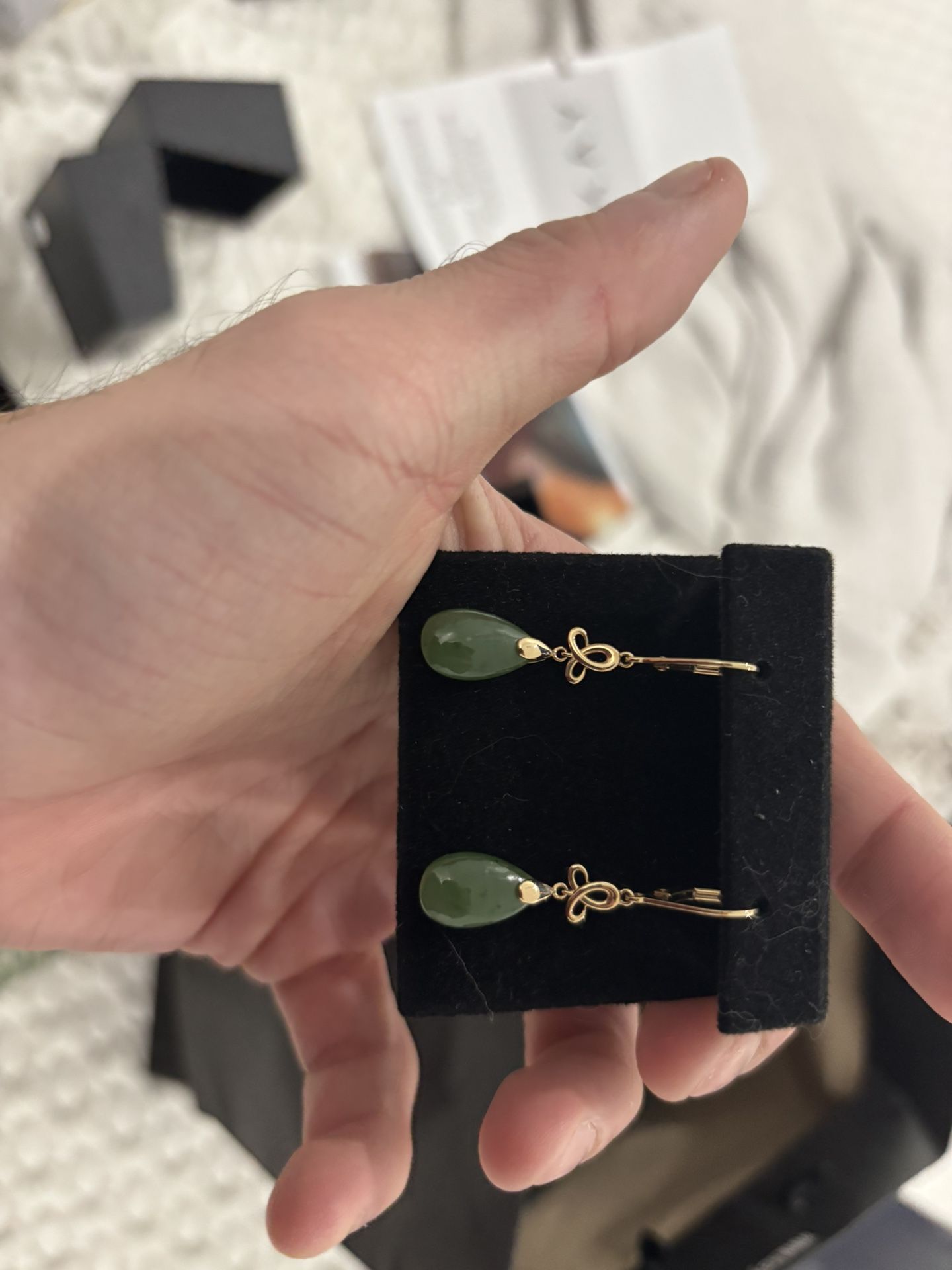 Jade Earrings 14k Gold NEVER WORN