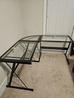 Glass Top L-Shaped Desk for Sale - Great for a Home Office!