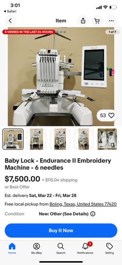 Baby Lock Embroidery Machine