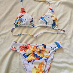 Bikini White With Floral Print M