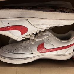 Nike Court Vision Low White Red Sneakers Men's Size 12