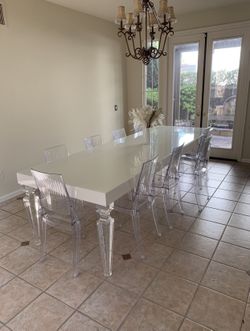 EXQUISITE CUSTOM-MADE WHITE 10ft DINING TABLE