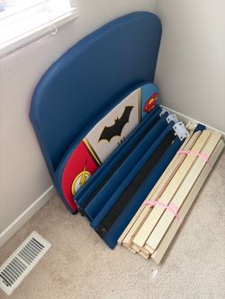 Justice League Superhero Twin Bed Frame – Batman, Superman & Flash – $75