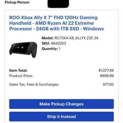 ROG Xbox Ally X 1TB 24GB Model 7” FHD 120Hz AMD Ryzen AI Z2 Extreme 
