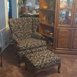 Antique Chair with Ottoman