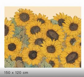 59x47” Hand-Drawn Sunflower Field Decorative Area Rug