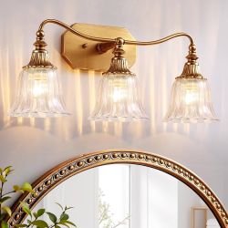 22" Bathroom Vanity Gold Light Fixture 3-Lights Matte Antique Brass Finish Vintage 