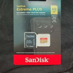 SanDisk Extreme PLUS 512GB microSDXC UHS-I Card with Adapter - New/Sealed - 200MB/s Read, 140MB/s Write