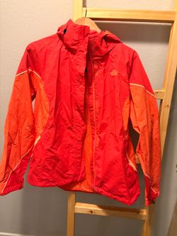 The North Face Red Orange Hooded Rain Jacket