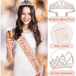 Rose Gold 20th Birthday Decor & Accessories 