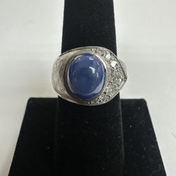 14K Star Sapphire And Diamond Ring Size 7.5 