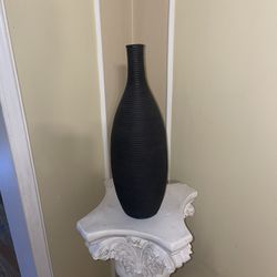 Pier 1 Clay Pottery Dark Brown Flower Vase 16” Tall 5” Wide