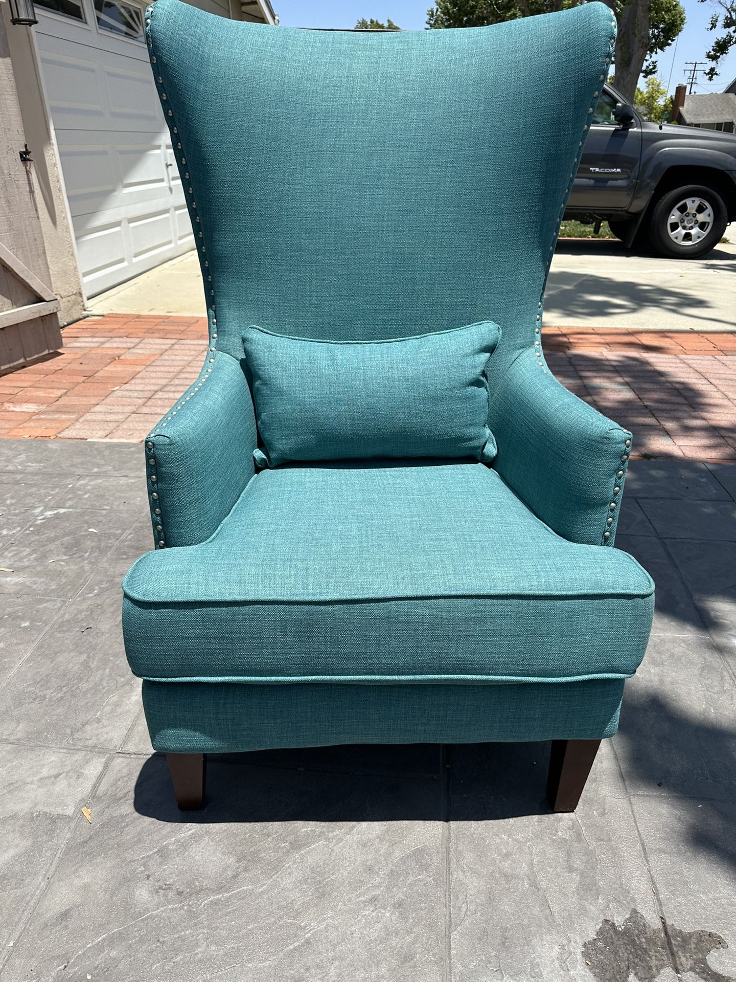 Teal Modern Wingback Accent Chair