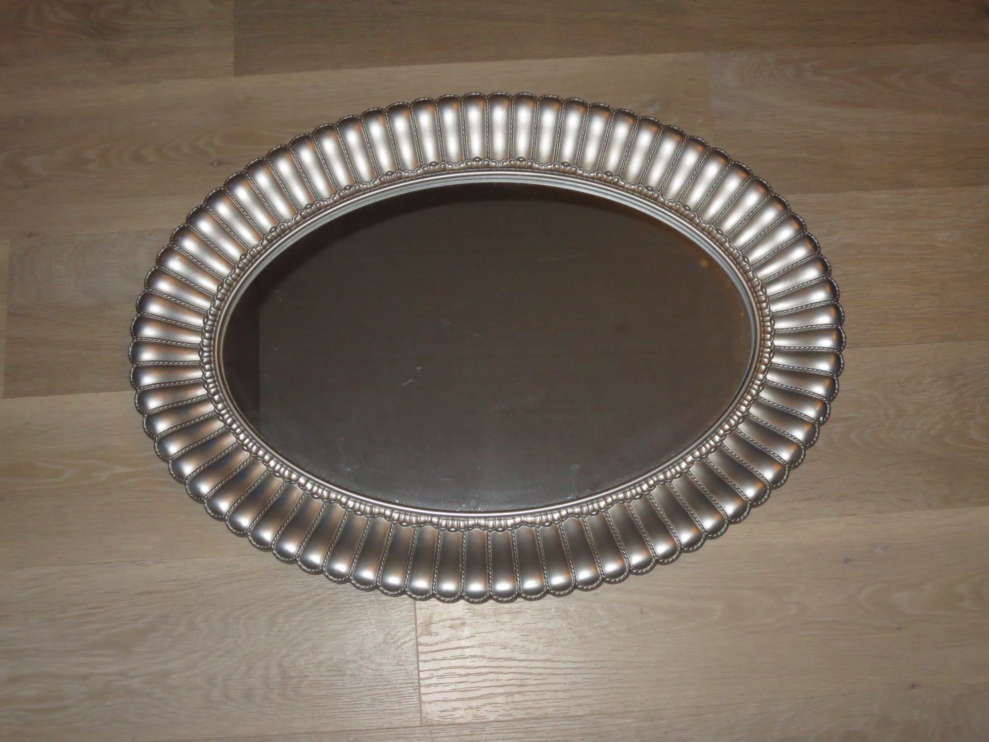 Silver Fluted Oval Wall Mirror 