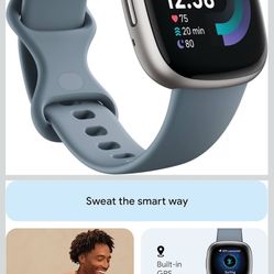 Fitbit Versa 4 Fitness Smartwatch, Waterfall Blue/Platinum, One Size with Daily Readiness, GPS, 24/7 Heart Rate, 40+ Exercise Modes, Sleep Tracking an